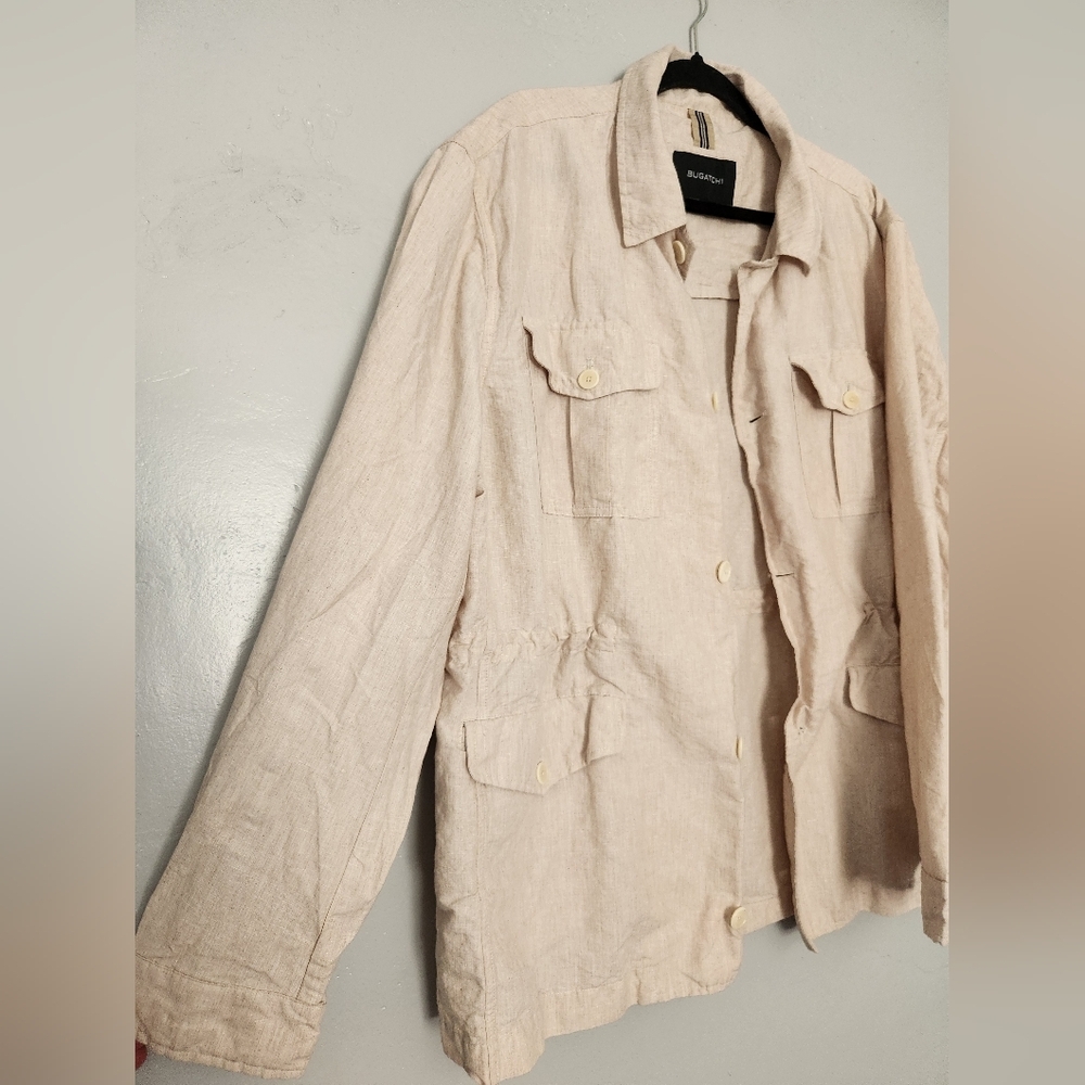 Bugatchi Linen Cotton Blend Cargo Lightweight Buttonfront Shirt Jacket XXL - Picture 3 of 7